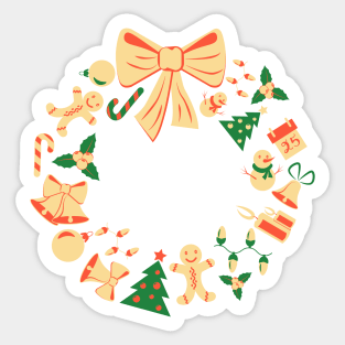 Christmas wreath made of festive elements Sticker